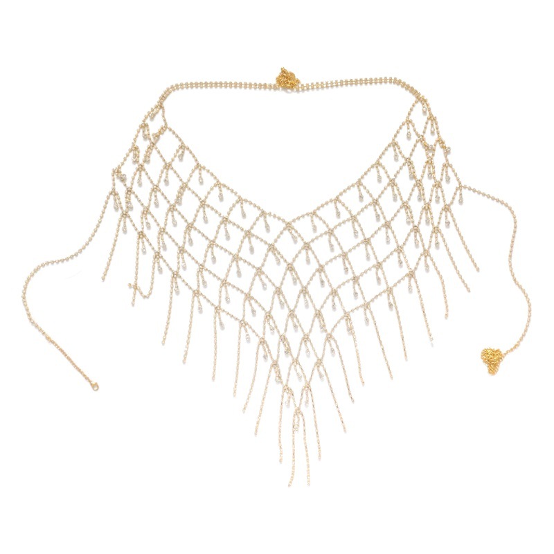 Luxury Heavy Industry Full Diamond Shiny Geometric Chest Chain High-end Fashion Retro Elegant European and American Body Chain Accessories for Women