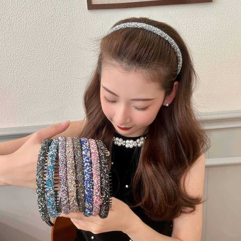Broken hair finishing artifact diamond headband women's bangs hair non-slip headband short hair hairpin 2024 New hairpin