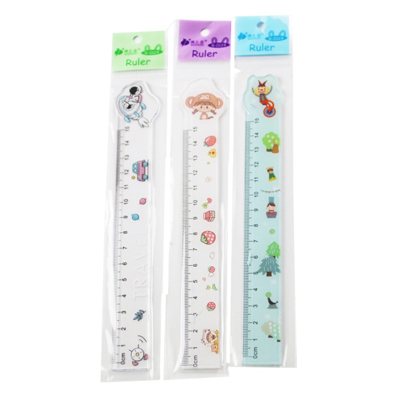 Creative special-shaped transparent ruler cartoon student scale ruler learning stationery drawing measuring tool 15cm ruler