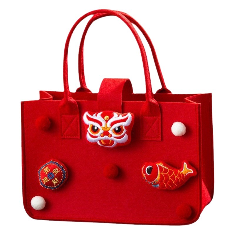 2024 red felt bag New Year's Day hand-held wedding annual meeting felt hand-held gift bag hand-held felt bag