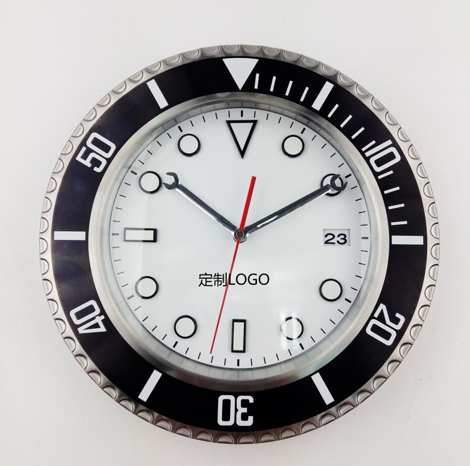 14inch Metal Clock Light Luxury Stainless Steel Wall Clock Living Room Bedroom High Grade Clock Silent Movement Electronic Wall Clock