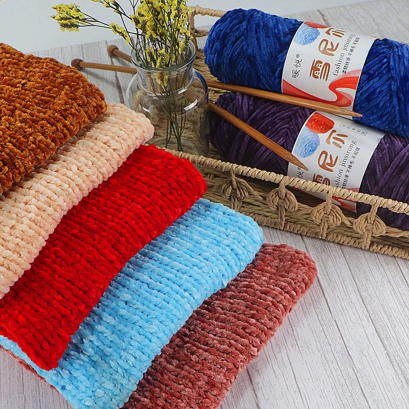 chenille gold velvet thick thread hand-knitted thread with glossy multi-color hook hook violence bear gold velvet manufacturer wool wholesale