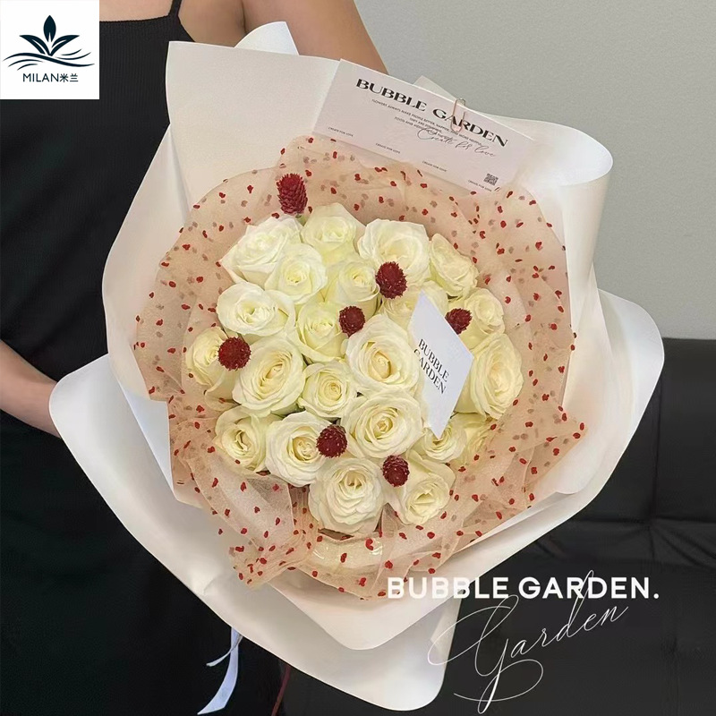 Net red bubble dot yarn bouquet lining bag flower yarn flower bouquet packaging gauze flower gift DIY material