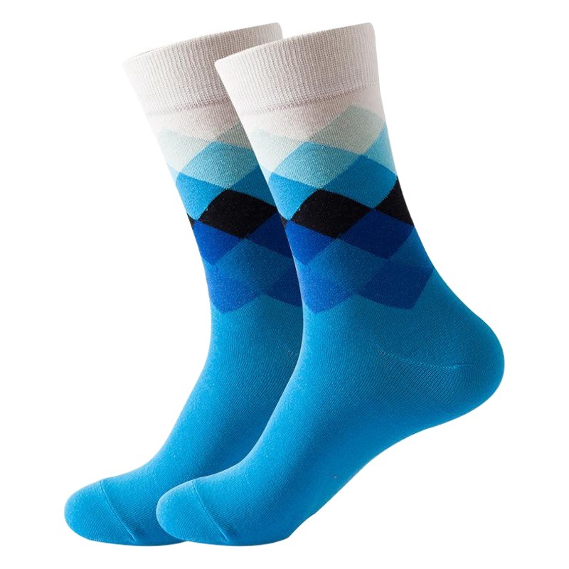 Picture of European and American Ins Style Mid-Calf Socks for Women Amazon Trendy Socks Supply Diamond Pattern Fashion Trendy Socks Wholesale in Stock