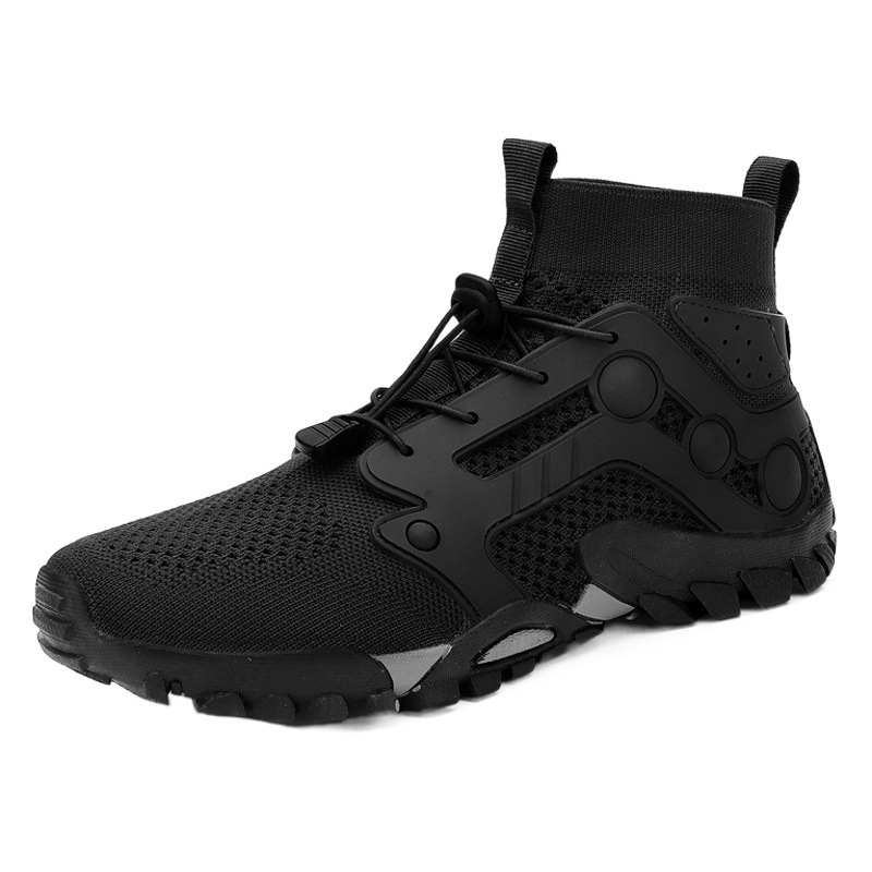 Cross-border new European and American plus size 48 outdoor leisure hiking shoes men's mountain climbing non-slip upstream shoes mid-top shoes