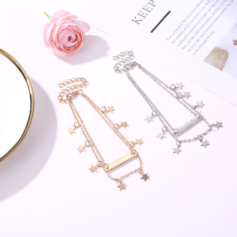 Picture of New foot jewelry trend women's simple European and American beach foot decoration fashion double five-pointed star anklet manufacturers wholesale