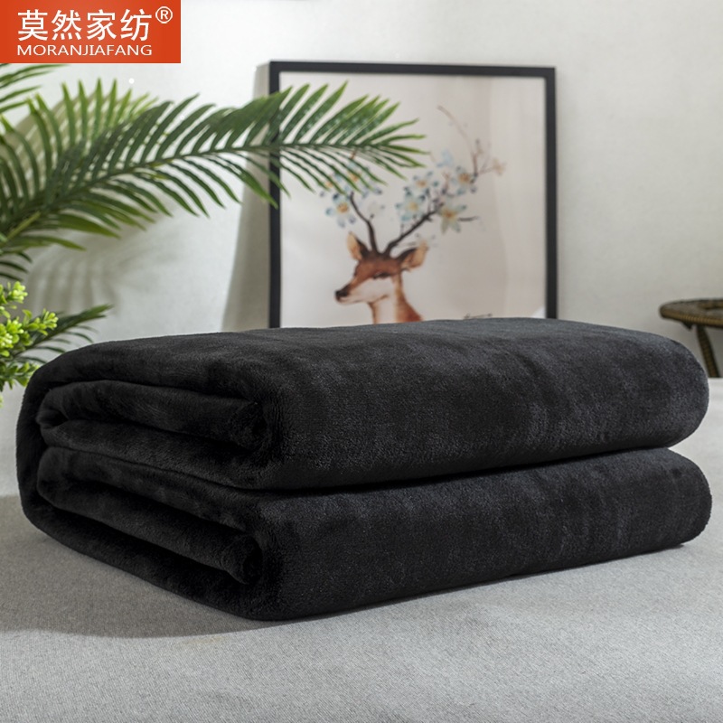 Picture of Solid Color Flannel Blanket Summer Air Conditioning Blanket Office Nap Blanket Single Layer Double-sided Fleece Four Seasons Thin Blanket