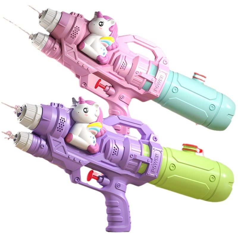 Picture of New children's water gun toy Net red double nozzle water gun pony dinosaur duck shark pull-out water gun