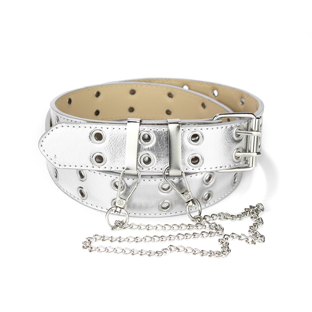 Picture of Cross-border punk belt women's decorative all-match y2k niche design pink chain jeans with eye belt