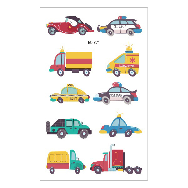 Picture of Cross-Border Supply Waterproof Children's Tattoo Stickers Cartoon Car Excavator Fire Truck Children's Traffic Tattoo Stickers