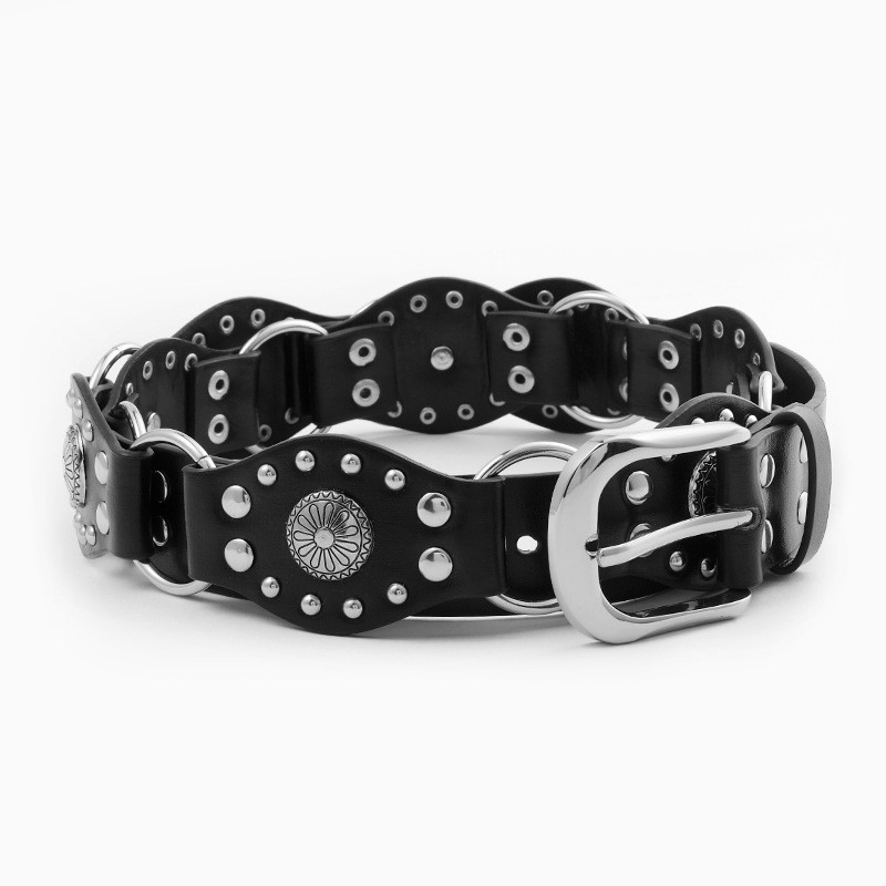 New Spring Y2K Rivet Retro Millennium Hottie Zhongya Splicing Viking Belt Personalized Heavy Metal Belt