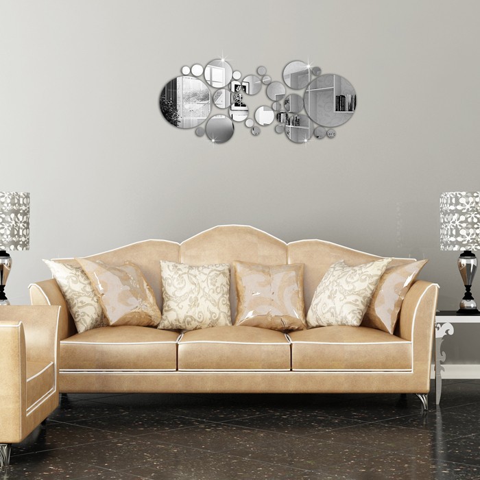 Factory Creative DIY Acrylic Round Mirror Wall Stickers Decorative Living Room Mural Stereo Circle Mirror Wall Stickers