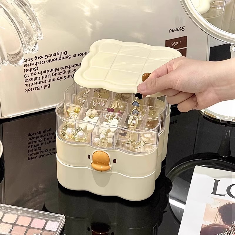 Rotating Jewelry Storage Box Hair Accessories Jewelry Earrings Box Ring Necklace Earrings Earrings Cute Storage Box