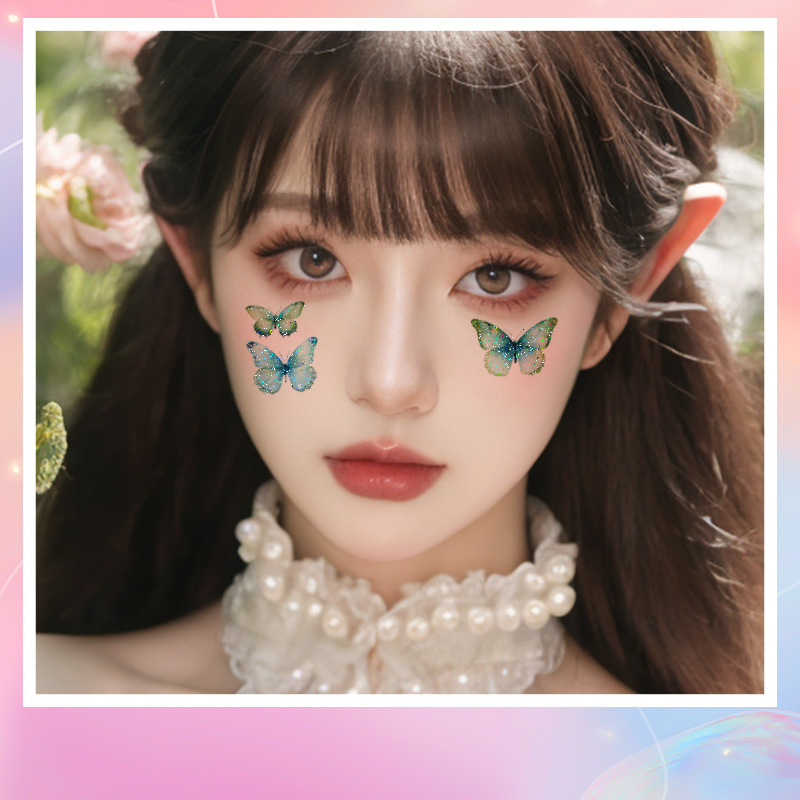 Picture of Glitter Butterfly Wings Tattoo Sticker Arm Face Decorations Waterproof Lasting Butterfly Cute Photo Makeup Color Stickers