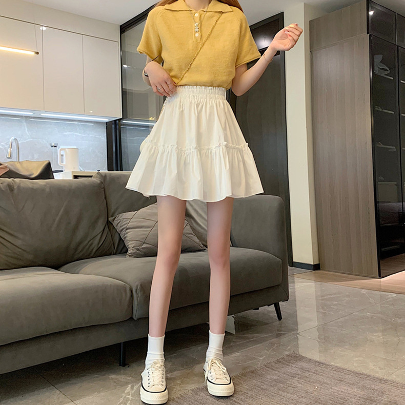 White skirt summer 2024 new elastic waist wooden ear very fairy hip-covering temperament A short skirt for children