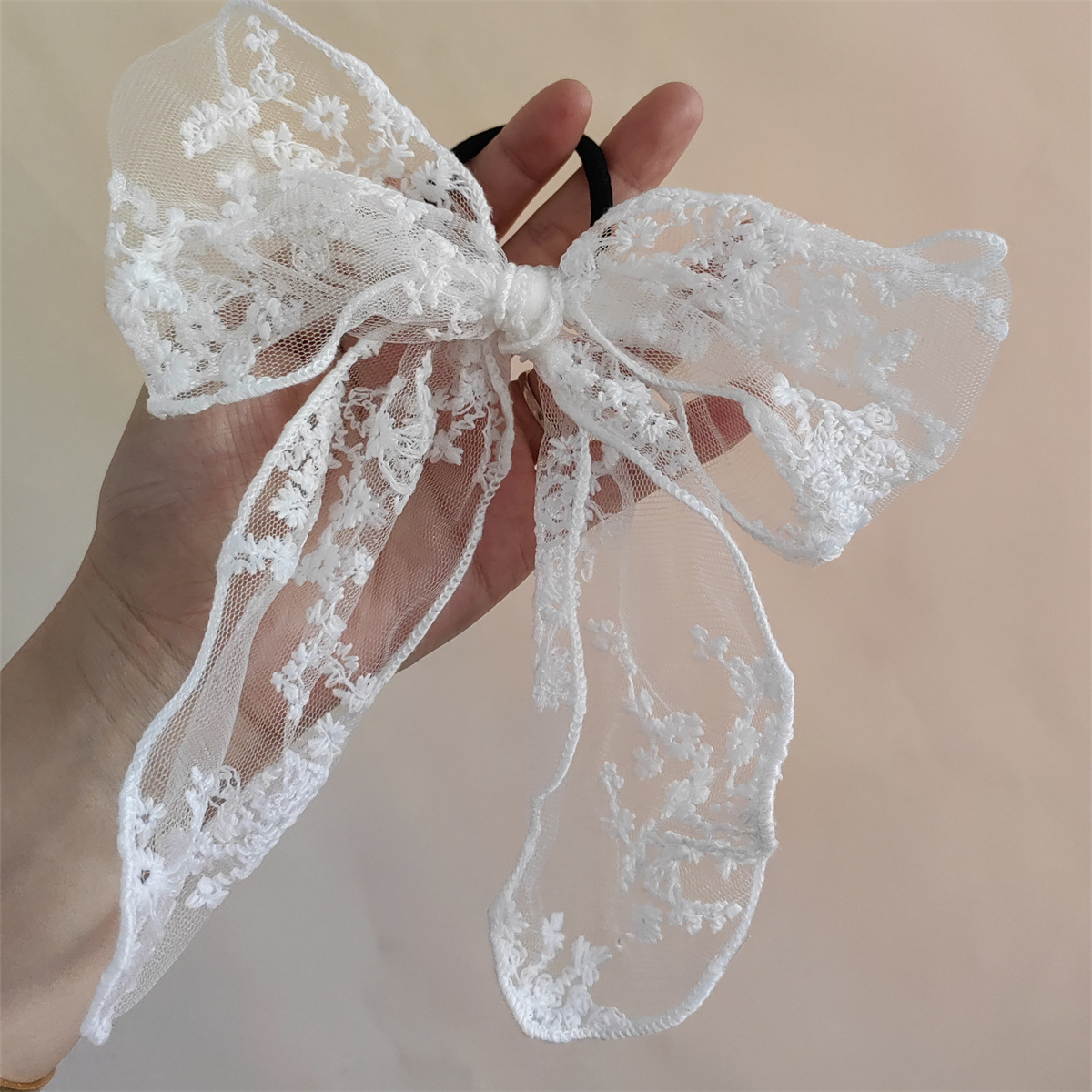 Picture of Super Fairy Lace Bow Hairpin Hairrope Sweet Temperament Top Clip Hairpin Hair Accessories Headdress Spring Clip