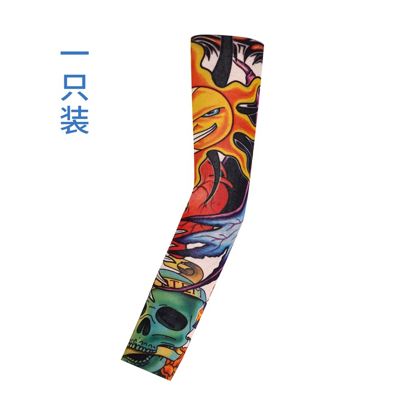 Picture of Flower Arm Tattoo Sleeve Seamless Outdoor Riding Tattoo Sunscreen Sleeve Riding Tattoo Sleeve Optional Color Cross Border