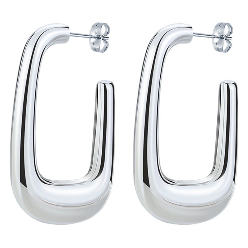 European and American Retro Simple Fashion High-End Titanium Steel Earrings Glossy Hollow Earrings Stainless Steel Manufacturer Cross-Border Wholesale