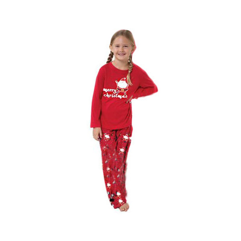 Picture of European and American Christmas Red Parent-Child Printed Christmas Home Clothes Pajamas Two-Piece Set