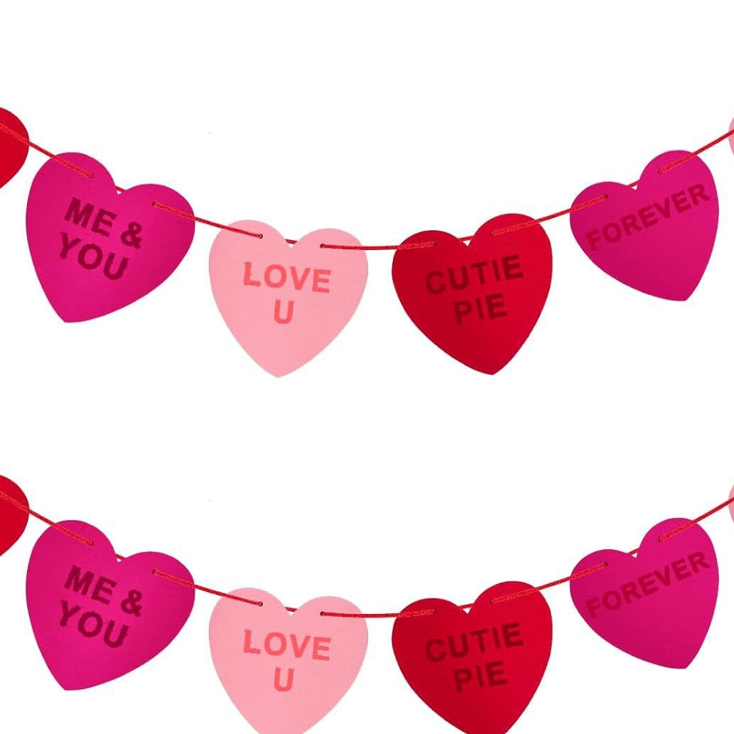 Romantic Red and Pink Bunting Decoration Is Suitable for Valentine's Day, Anniversary Celebrations, Wedding Parties and Bridal Shower Gifts
