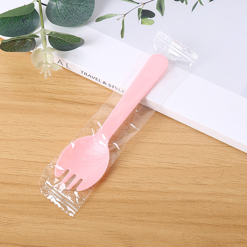 Picture of Disposable fork fork spoon cake dessert salad spoon takeaway tableware fruit fork thickened independent packaging wholesale