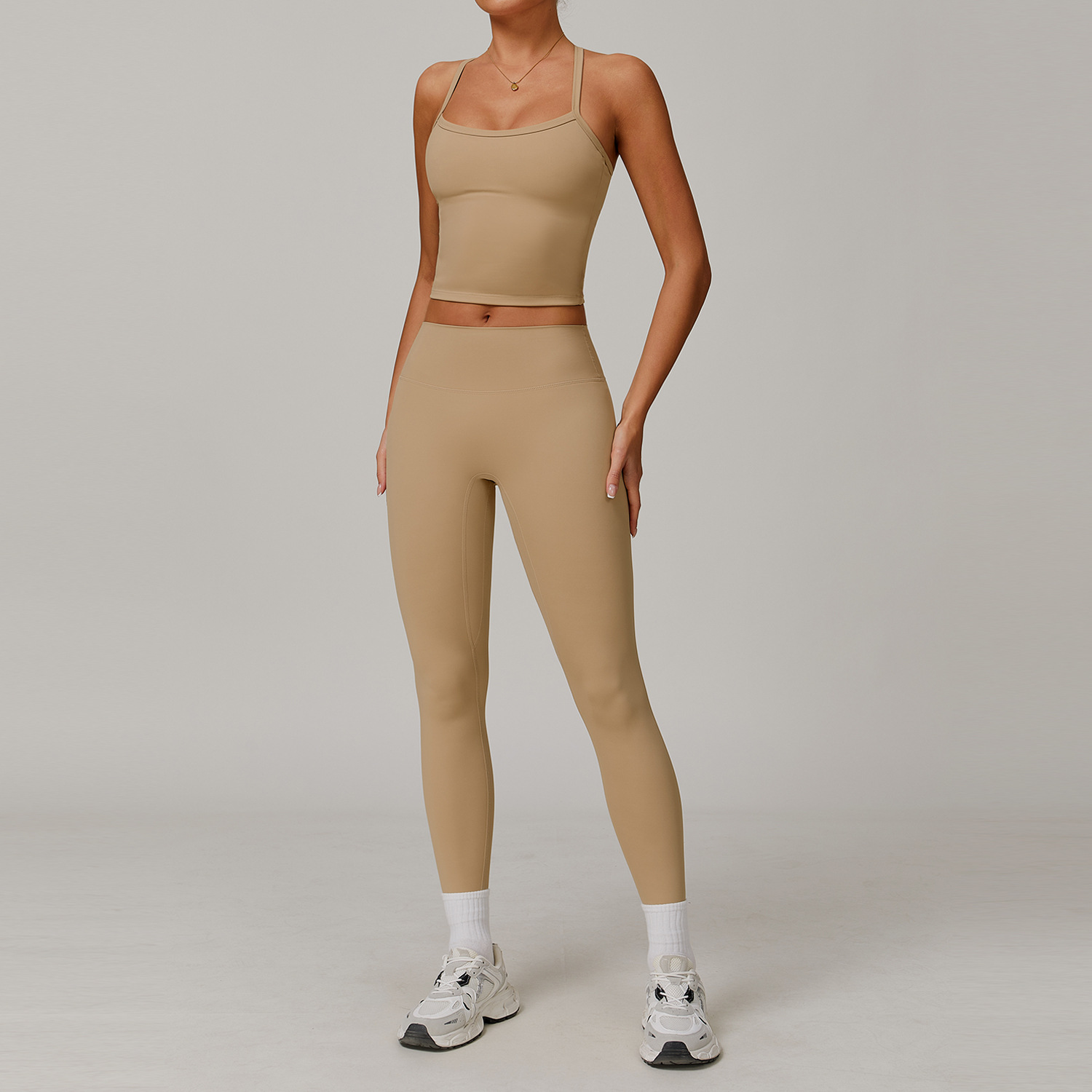 Picture of Zechuang European and American tight brushed yoga suit quick-drying workout clothes winter outdoor running sports suit female 8519