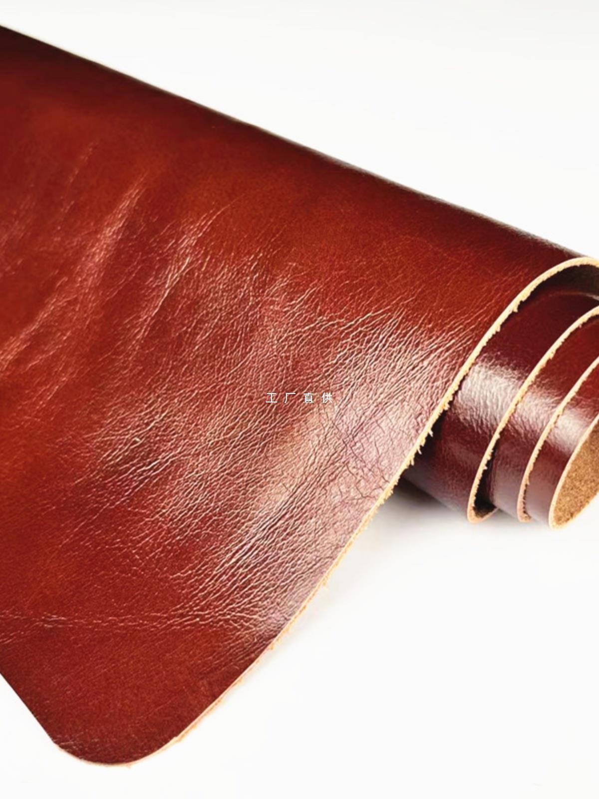 Leather first layer cowhide retro wax discoloration sofa seat bedside red brown whole plain retro wax leather