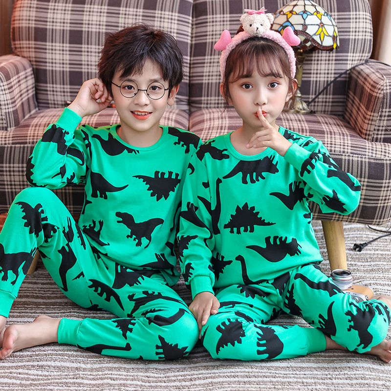 Picture of Children's autumn clothes long pants pure cotton boys' and girls' underwear suit cartoon children's autumn and winter new two-piece set bottoming