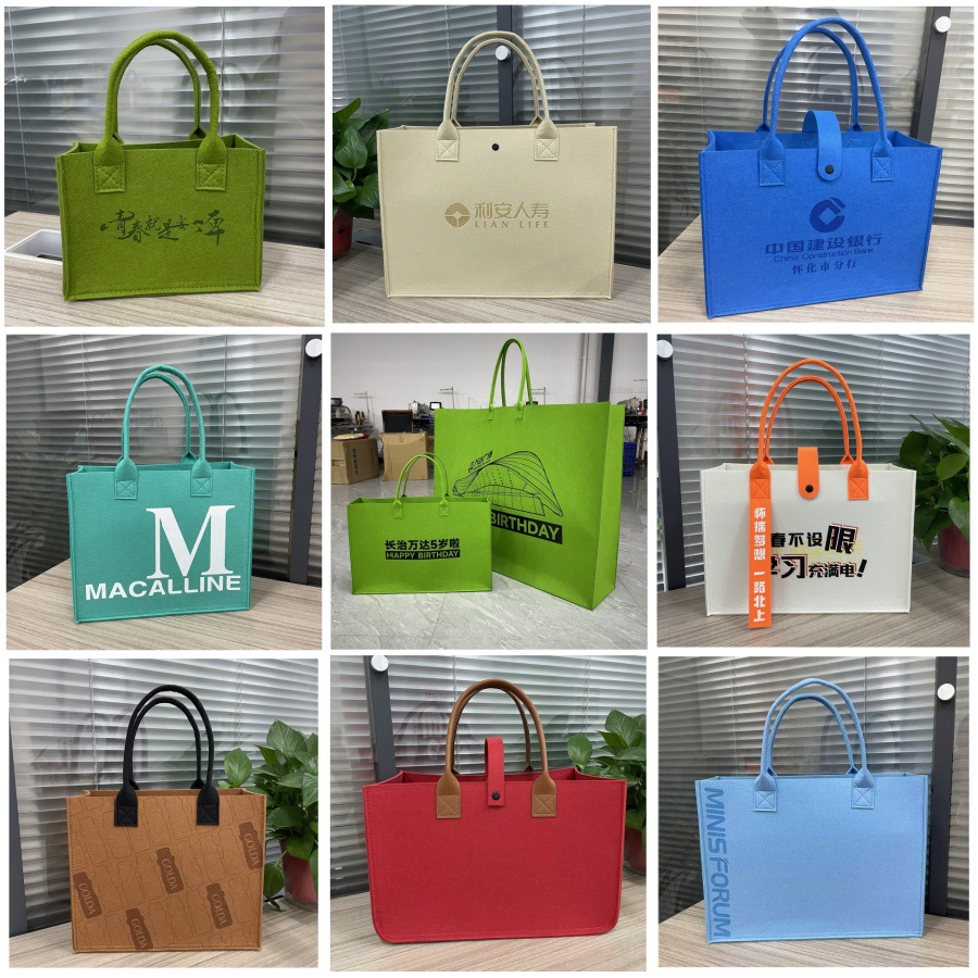 Picture of Custom Felt Bags for Corporate Bank Annual Meetings, Exhibition Gift Bags, Sublimation Wedding Advertising Tote Bags