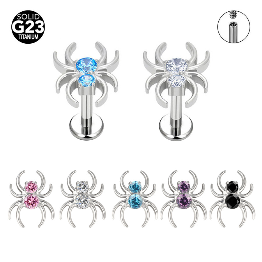 F136 titanium alloy puncture jewelry spider zircon lip nail ear nail ear nail factory in stock wholesale