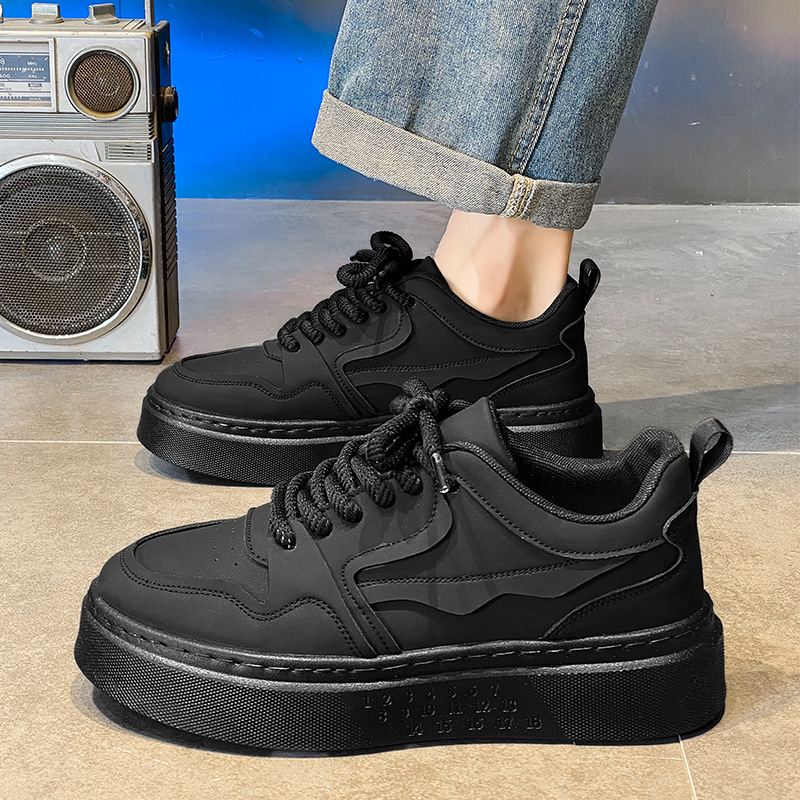 Men's All-Black Sneakers Men's Summer Restaurant Work Wear-Resistant Sports Casual Shoes Thick-Soled Versatile Men's Shoes