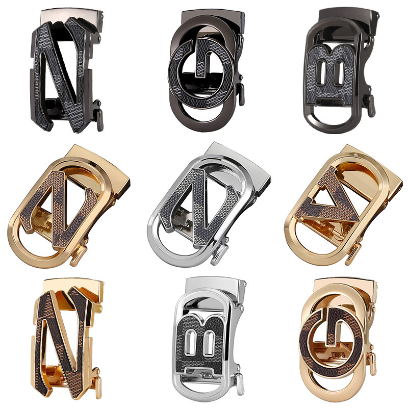 Belt Buckle Zinc Alloy Flag Square Pattern Letter Leather Auto Buckle Leather Head Business Spring Buckle Belt Accessories