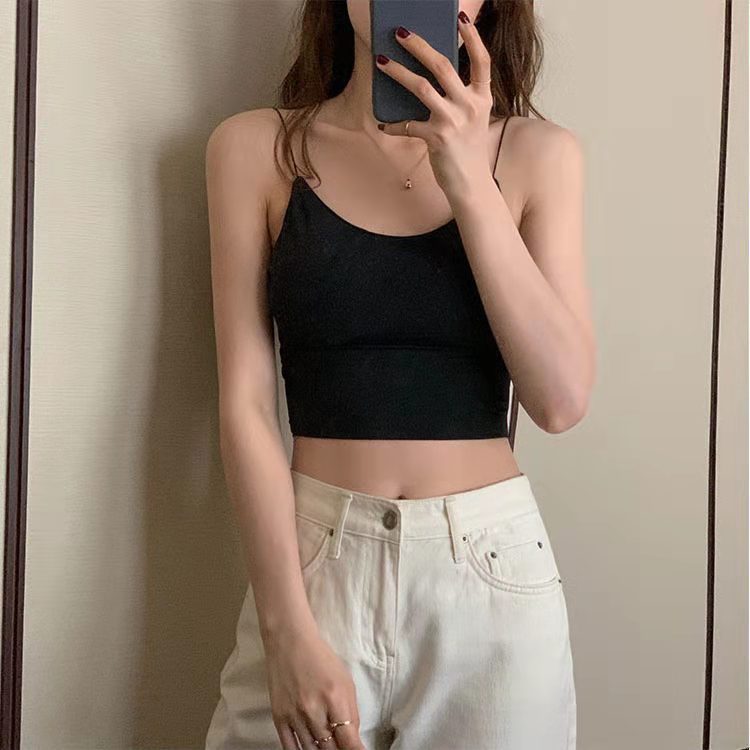 Summer new Korean style Ice Silk beauty back large U wrapped chest thin camisole women's outer wear simple breathable underwear