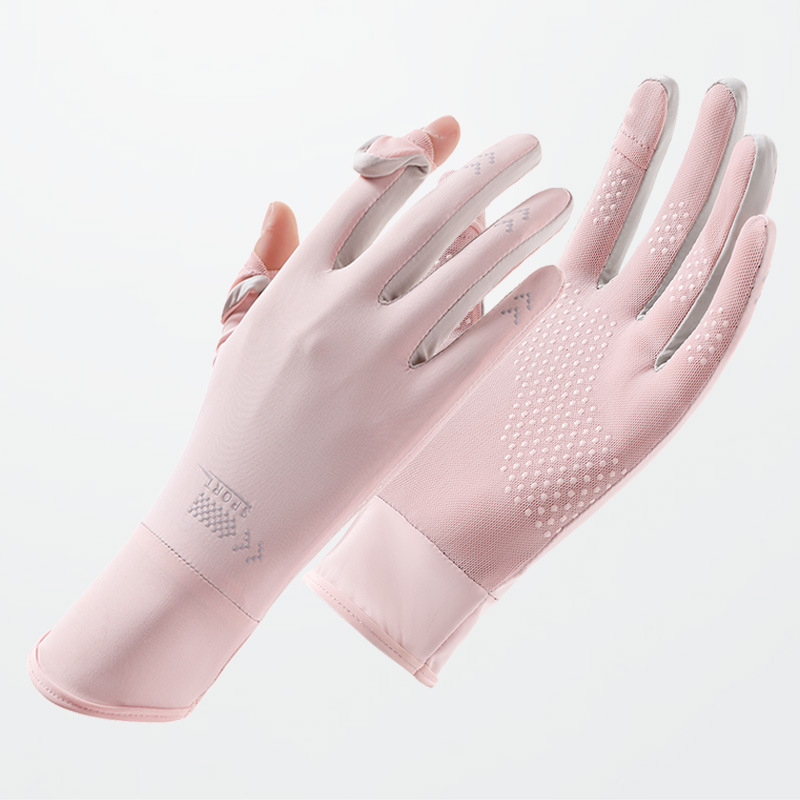 Picture of Sunscreen Gloves Women's Anti-UV Driving Finger Leaky Shade Breathable Cool Ice Silk Summer Thin Riding Full Finger