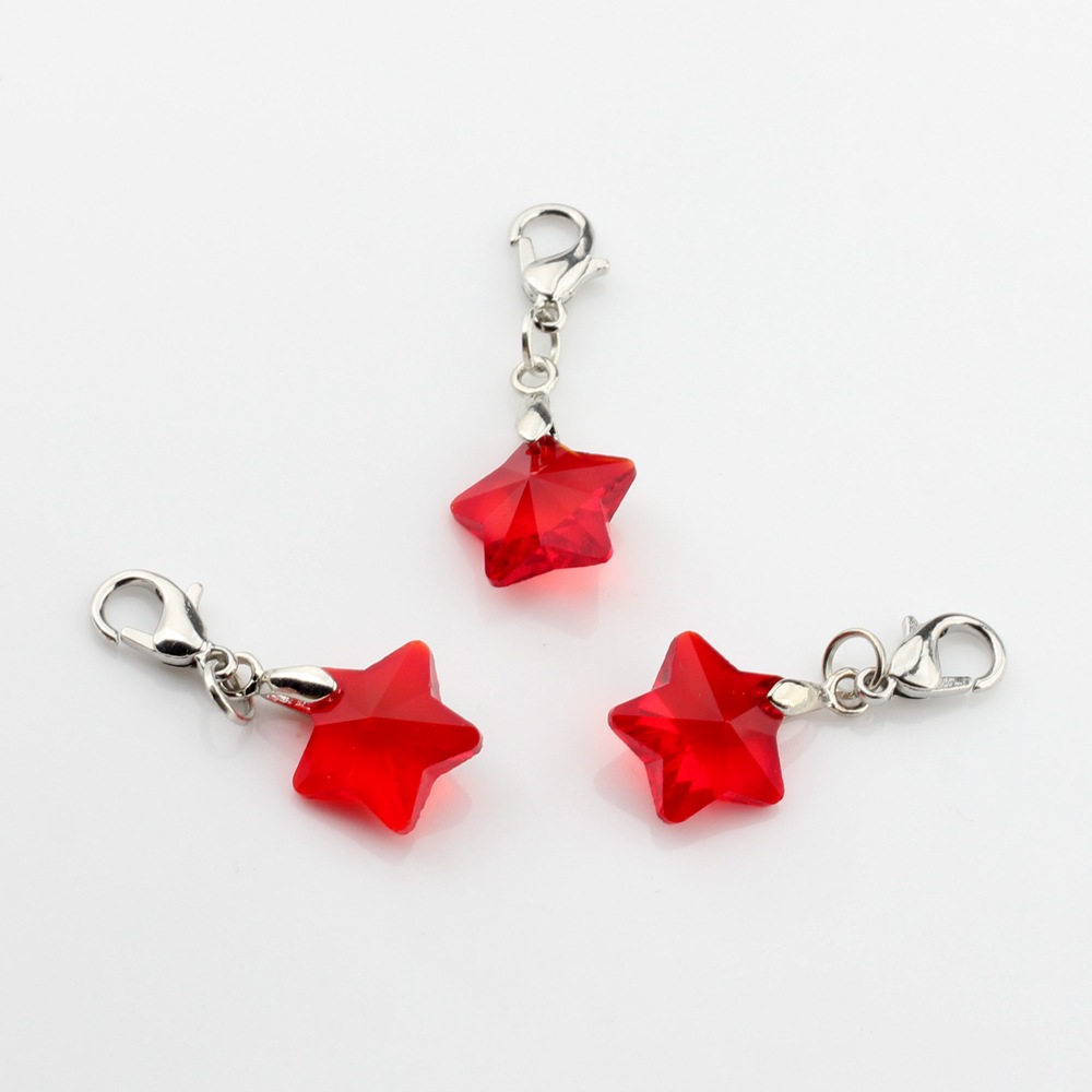 Picture of Crystal bead five-pointed star hanging lobster clasp pendant handmade children's student pencil star Small pendant ornaments