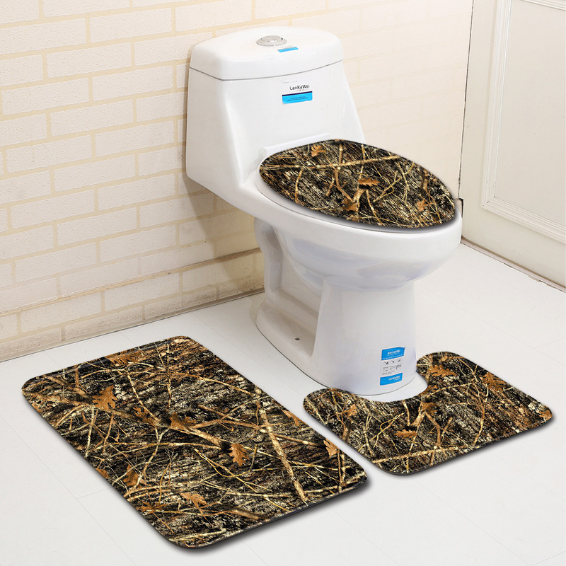 Creative Modern Style Toilet Three-piece Floor Mat Door Mat Bathroom Carpet Non-slip Soft Door Mat Pattern Size Customized