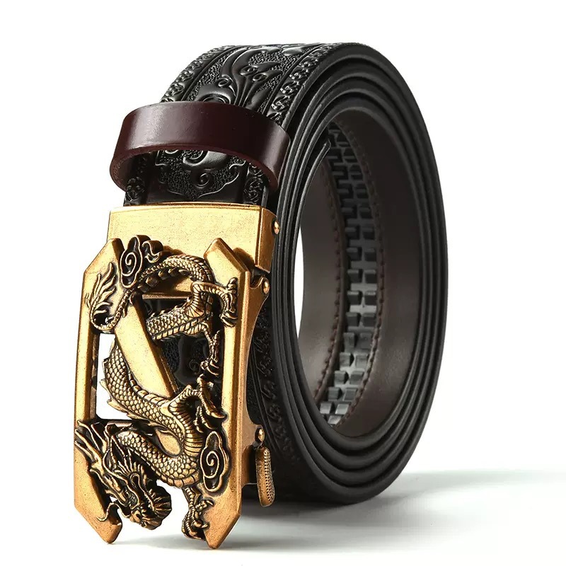 Cross-Border Hot-Selling Ethnic Style Men's Belt Retro Personalized Carved Trouser Belt Casual Automatic Buckle Belt Factory Wholesale