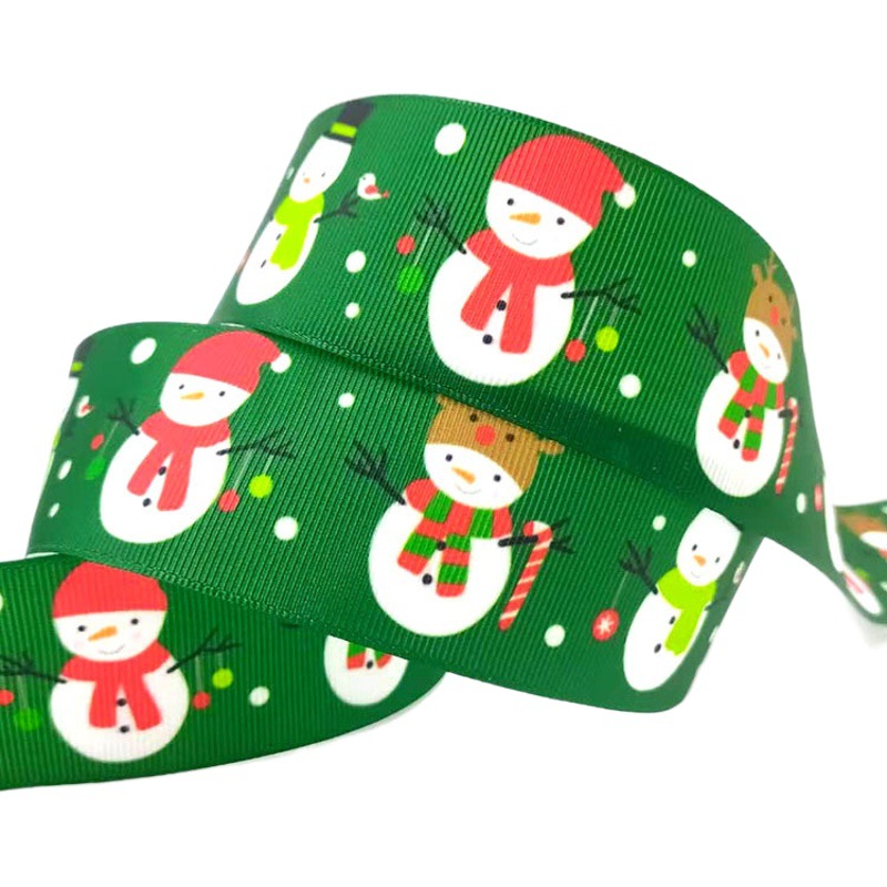 Customized 2.5cm Wide Heat Transfer Ribbed Ribbon Christmas Gift Wrapping Ribbon DIY Bow Cross-Border Exclusive Supply