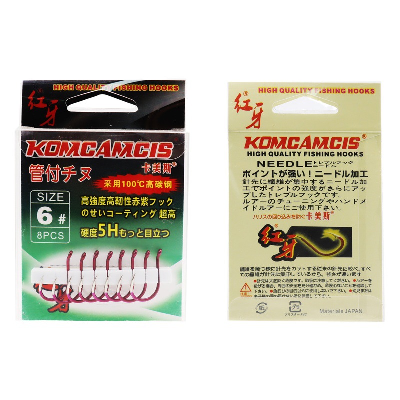 Carmeis red tooth brand high carbon steel fishhook red triangle tooth Tube pay thousands and barbed reservoir fishing hook wholesale