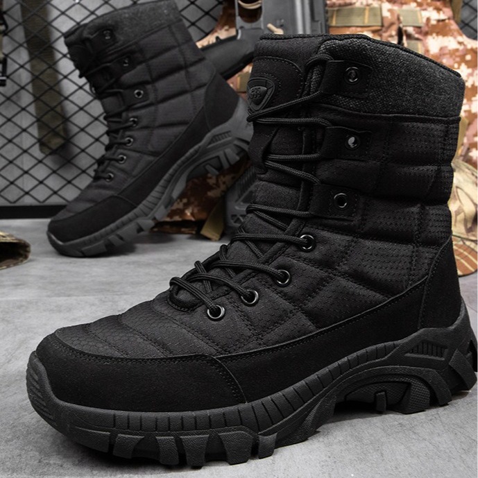 plus size Men's Tactical Boots Outdoor Hiking Wear-resistant Training Shoes Black Men's Magnum Cross-border High-top Combat Boots