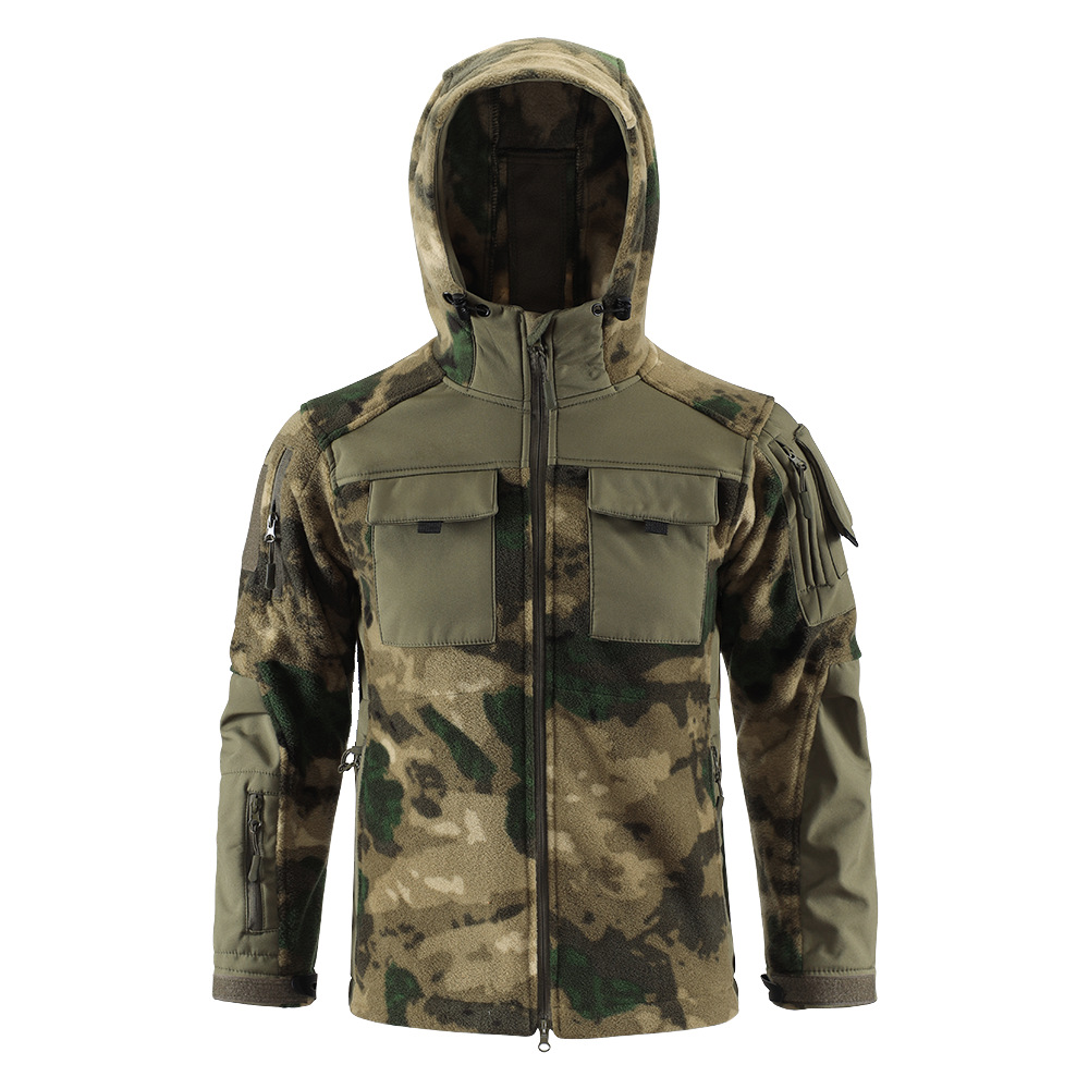 Picture of ESDY outdoor camouflage fleece jacket stitching men's jacket warm liner polar fleece jacket soft shell jacket