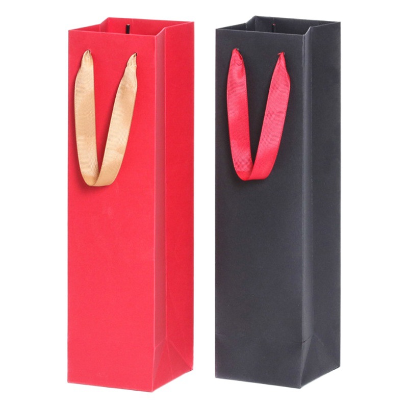Hot Selling Recommended Red Wine Bag Cigarette Paper Bag Fashion Wine Bag Single and Double Thickened Gift Portable Paper Bag Packaging Bag