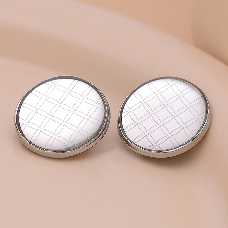 Simple Advanced Dispensing Laser Plaid Flat Metal silver Button Sweater Coat Knitted Shirt Button