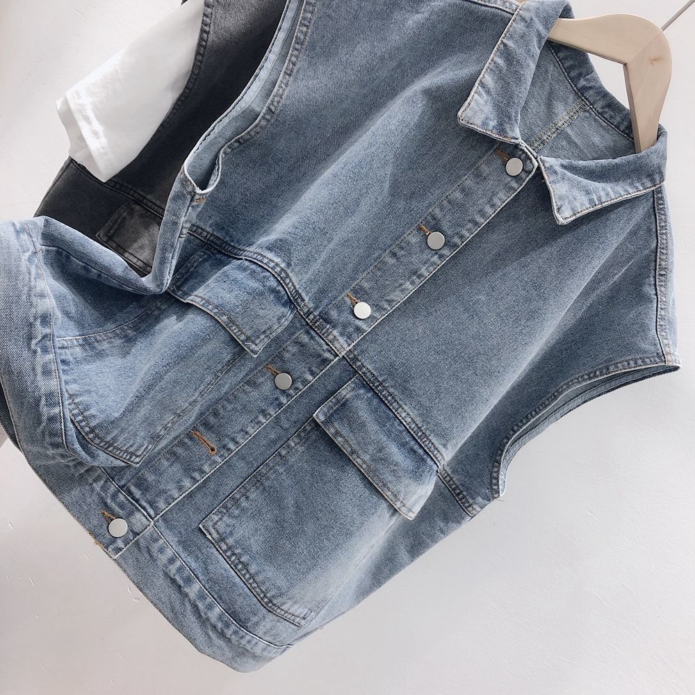 Picture of 2025 New Autumn and Winter Outer Wear Denim Women's Loose Korean Style Student Workwear Sleeveless Casual Waistcoat Vest Versatile