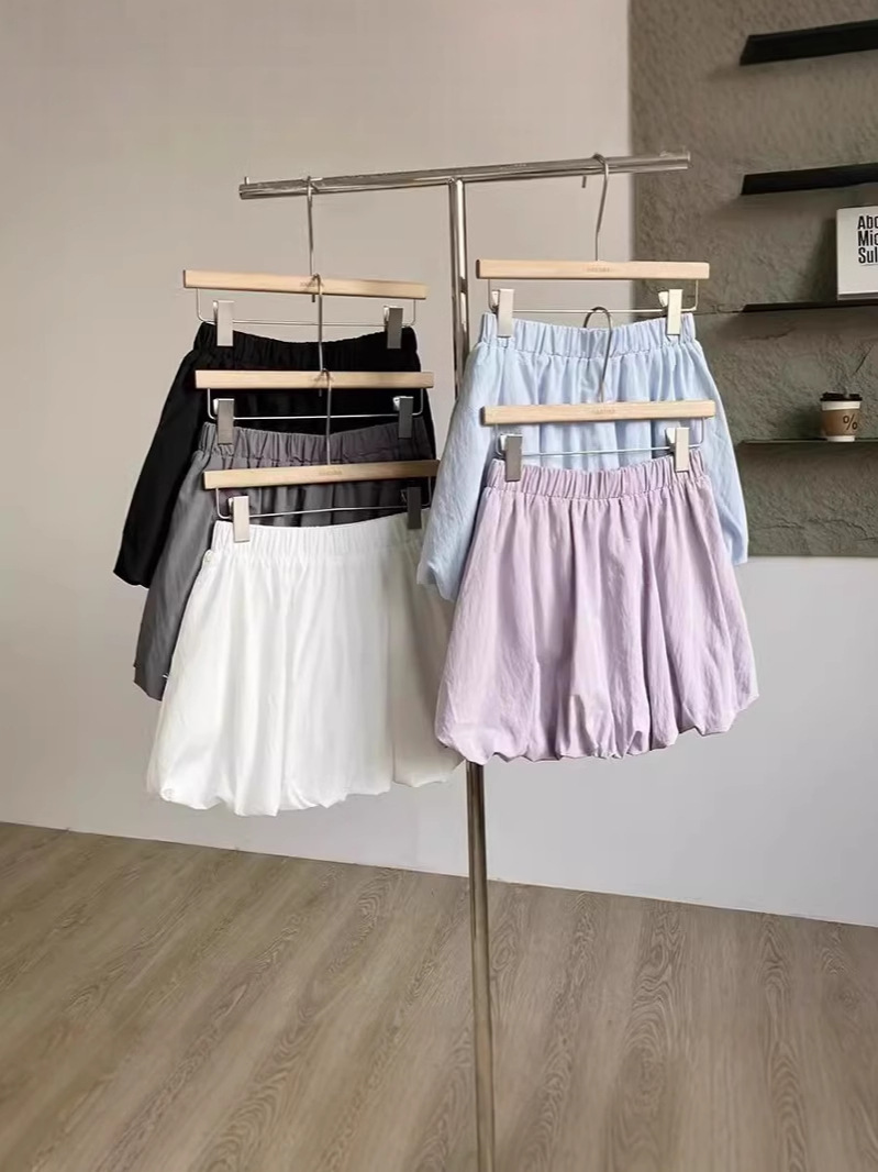 Spring 2025 New Korean Style Casual Pure Color Versatile Anti-Exposure Bud Skirt Elastic High Waist A-Line Skirt
