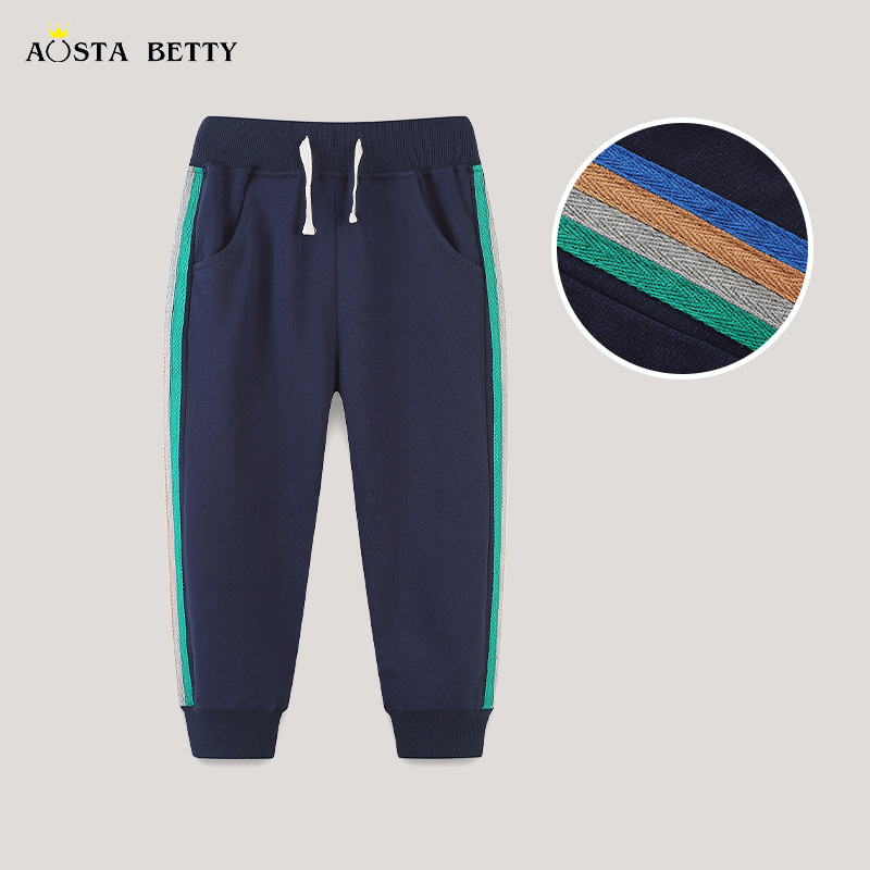 Picture of European and American style children's clothing pants wholesale spring and autumn new children's fashion sports pants boys terry sweater pants