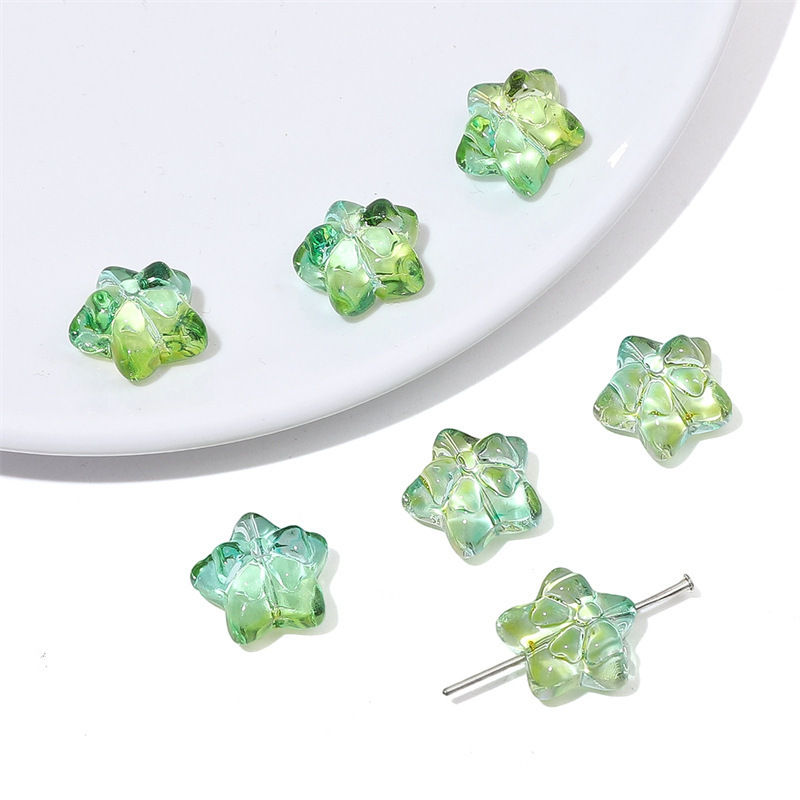 Picture of colored glass five-pointed star bow beads loose beads handmade diy three-dimensional jelly beaded bracelet jewelry accessories