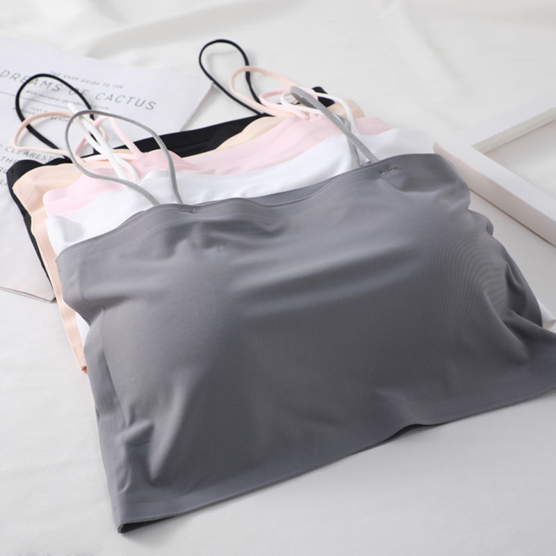 Picture of Ice Silk One-word Wrap Chest Anti-slip Underwear Girls Sexy Strapless Bottoming Sling Small Vest Women's Inner Wear Thin