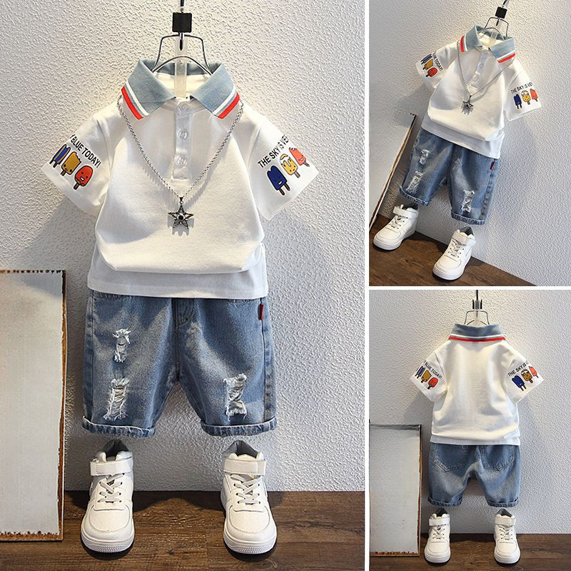 Boys' suit Summer 2024 New Clothes Children's 4-year-old Boys' Summer Clothes 3 Summer Handsome Boys' Baby Trendy Children's Clothes