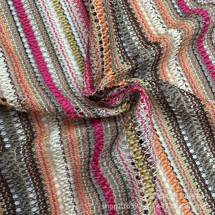 Spot supply knitted color yarn-dyed horizontal mesh thin hole mesh spring and summer sweater cardigan mesh